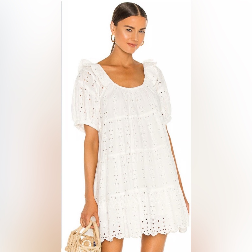Cleobella Ferris Mini Dress, Ivory. 100% Organic Cotton Size S